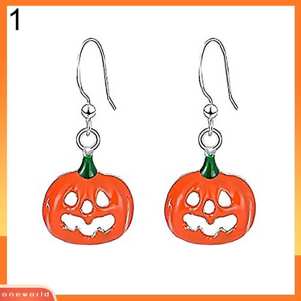 [WOD] Woman Halloween Spider Bat Pumpkin Boo Huruf Liontin Kait Anting Perhiasan Hadiah