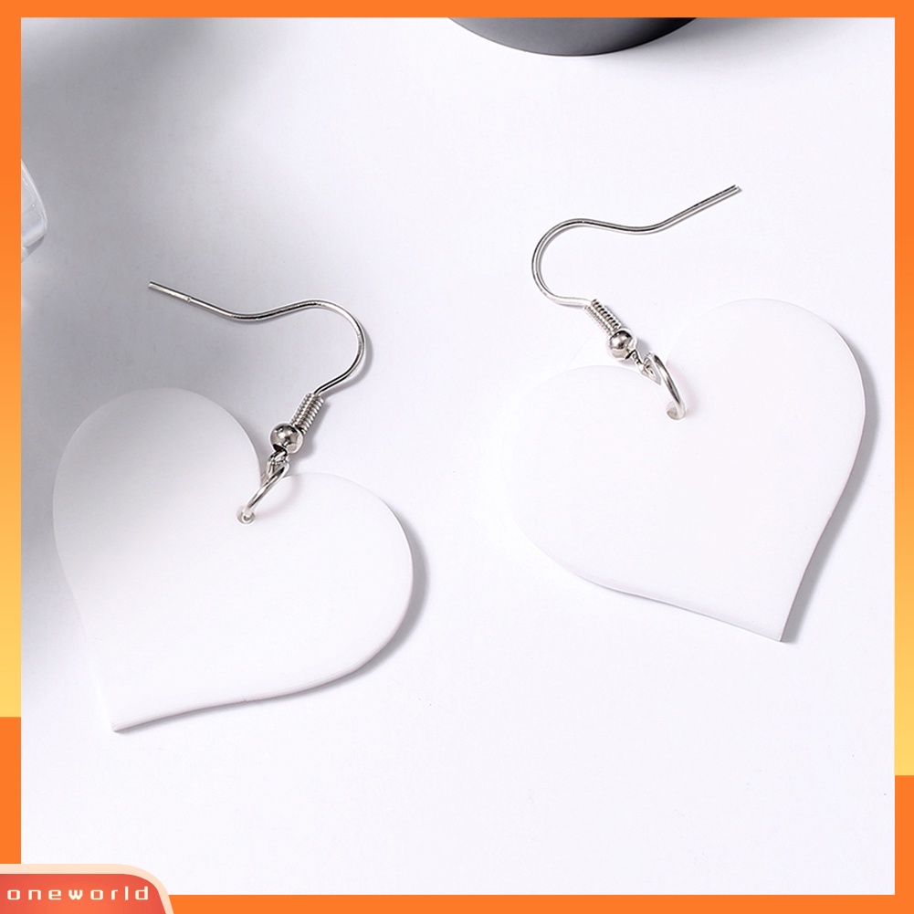 [WOD] Fashion Wanita Bentuk Hati Liontin Menjuntai Akrilik Drop Hook Anting Perhiasan