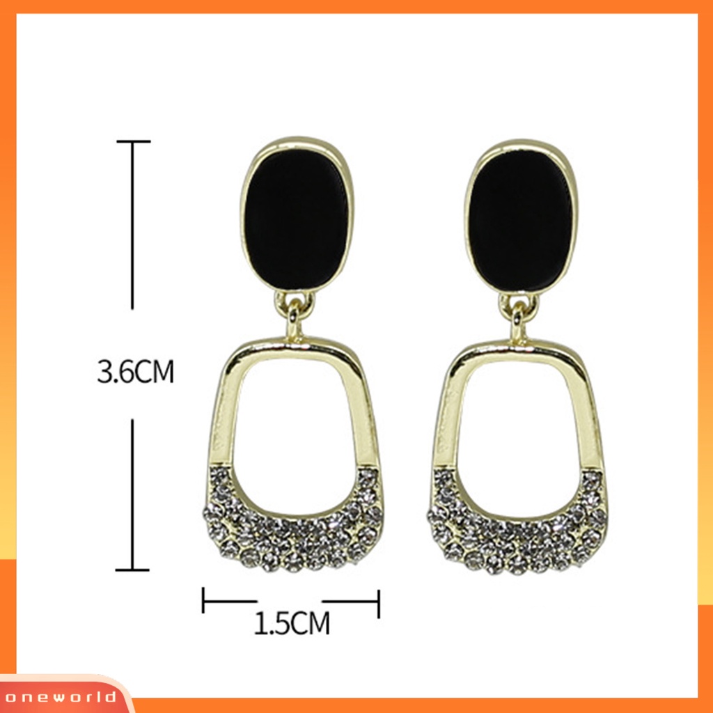 [WOD] 1pasang Anting Wanita Perhiasan Berlian Imitasi Persegi Gaya Korea Geometris Menjuntai Earrings Untuk Pesta Cocktail