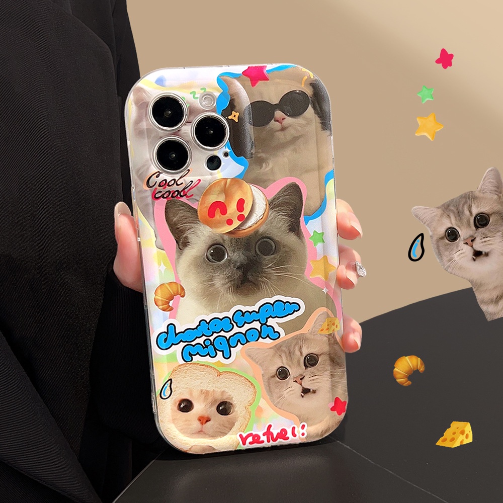 IPHONE Hewan Peliharaan Lucu Kucing Kejutan Telepon Anti Hilang Lembut TPU Case Cover Untuk Iphone11 12 13 14 PLUS PRO MAX Perlindungan Penuh Shell