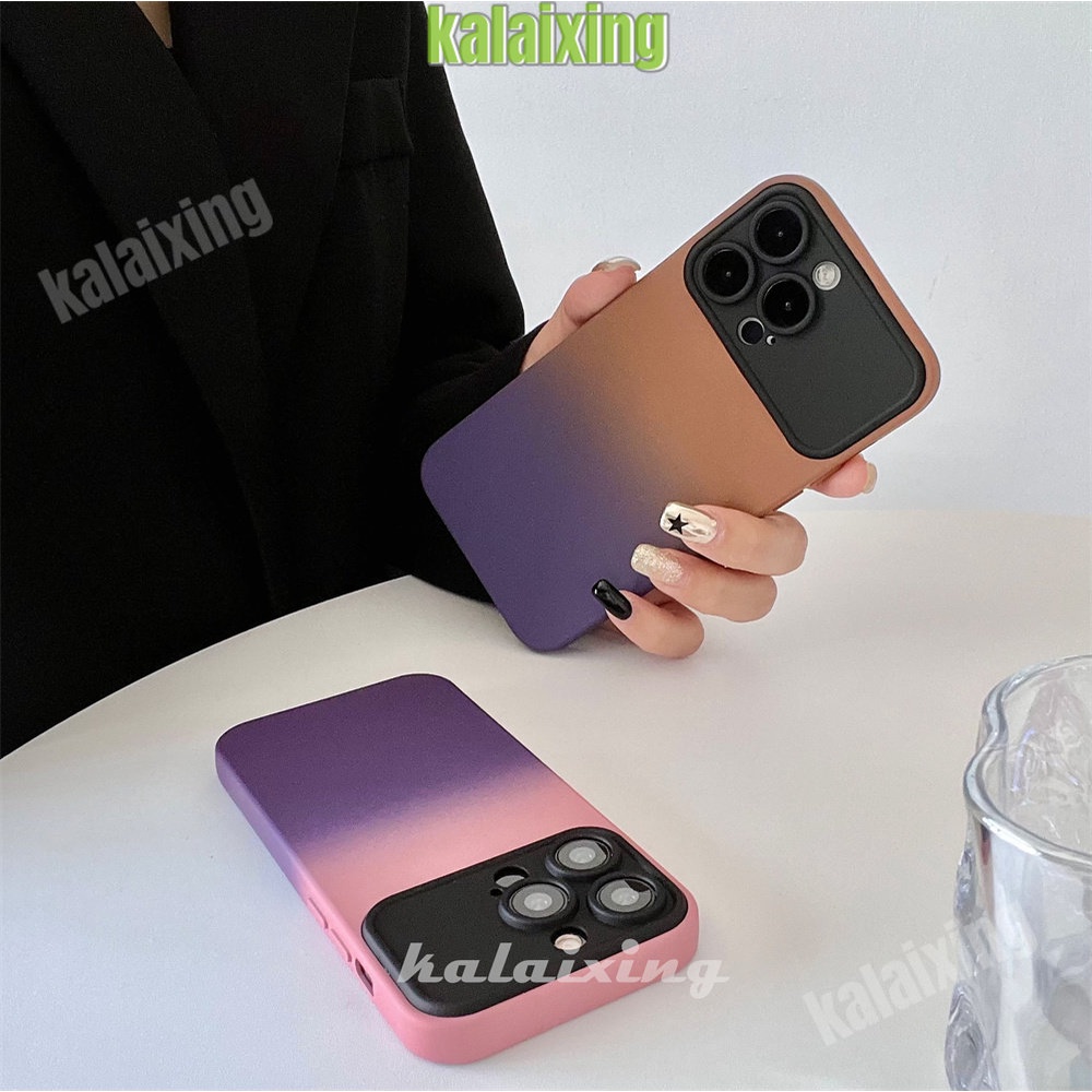 Casing Warna Gradasi Untuk iPhone 14 Pro Max 14Pro 13 12 11 Pro 11Pro Max Big Window Case Soft Caing