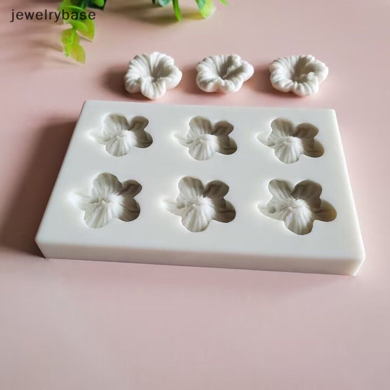 [jewelrybase] 1pc 6rongga 3D Lima Kelopak Bunga Cetakan Silikon DIY Dekorasi Kue Cetakan Butik