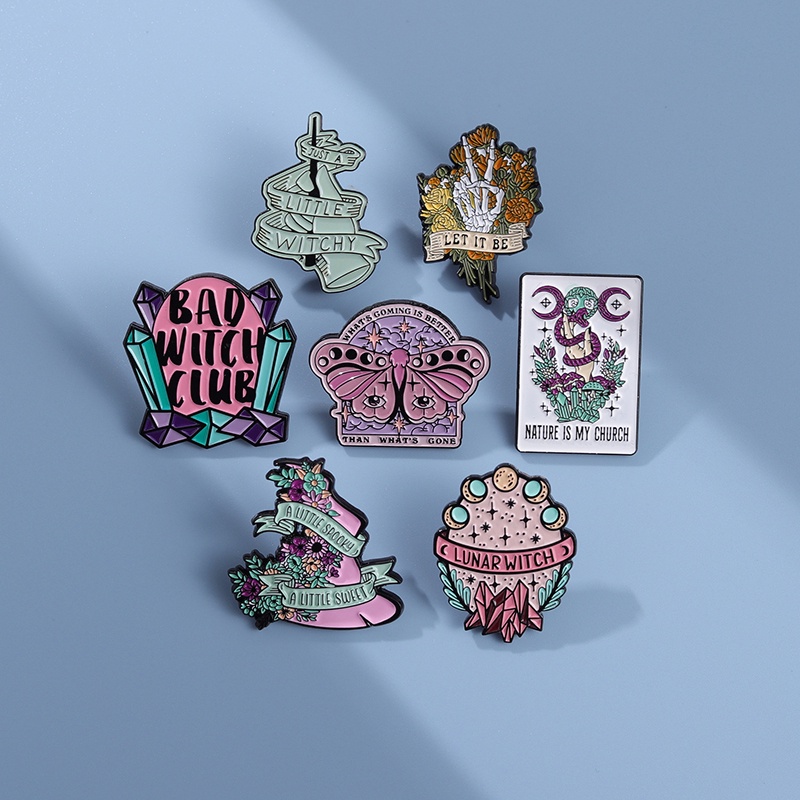 Pink Punk Bad Witch Club Seri Enamel Lencana Logam Disesuaikan Cross-border Grosir Bros Hias Hadiah Halloween