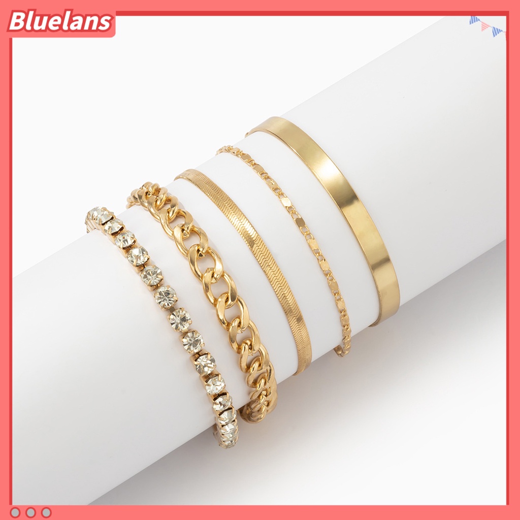 [BLS] 5pcs Gelang Adjustable Vintage Minimalis Geometris Elemen Gelang Set Hadiah Ulang Tahun