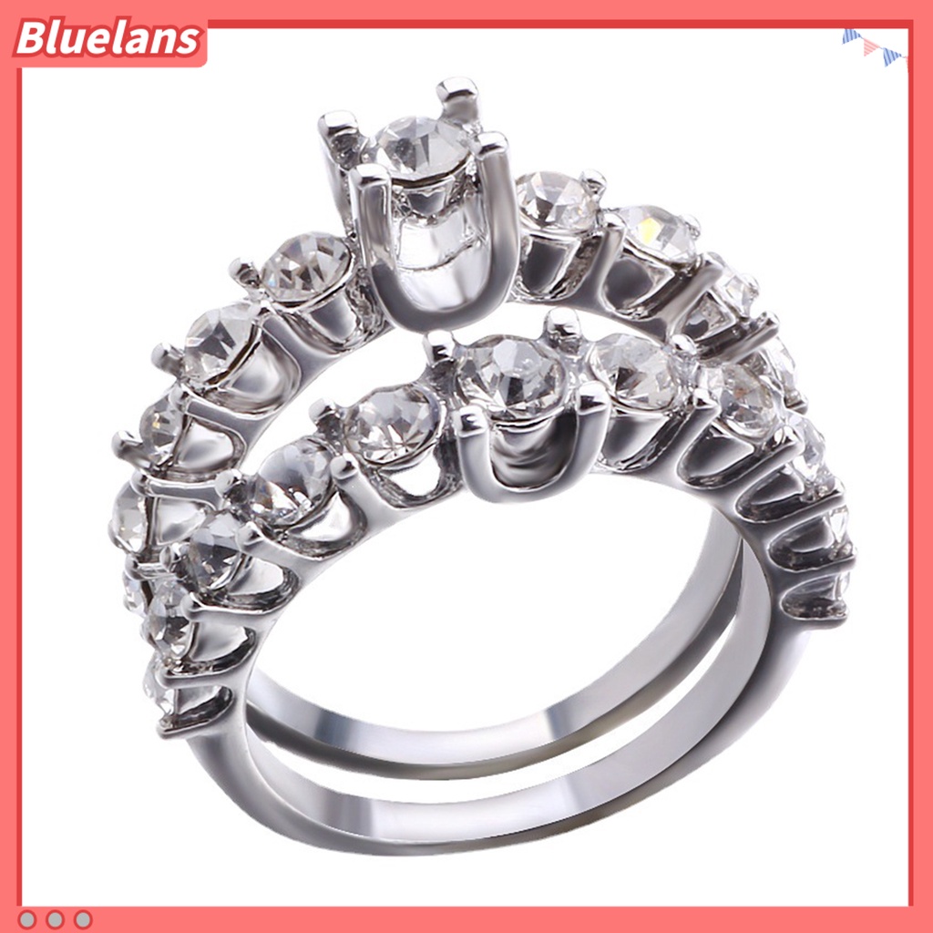 [BLS] 2pcs Wanita Cincin Shiny Faux Gem Berkilau Geometris Electroplating Dekorasi Hadiah Berbentuk Hati Pernikahan Pertunangan Rings Perhiasan Untuk Pesta