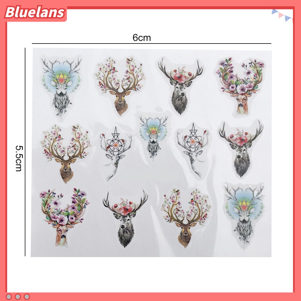 [BLM] Stiker Perekat Kuku Elk Serigala Motif Hewan Hiasan Kuku Aksesori 2D Nail Art Sticker Decal Untuk