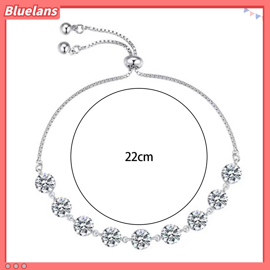 [BLS] Wanita Gelang Adjustable Warna Perak Manik-Manik Bulat Elegan Slim Berkilau Berlian Imitasi Gadis Remaja Gelang Fashion Perhiasan