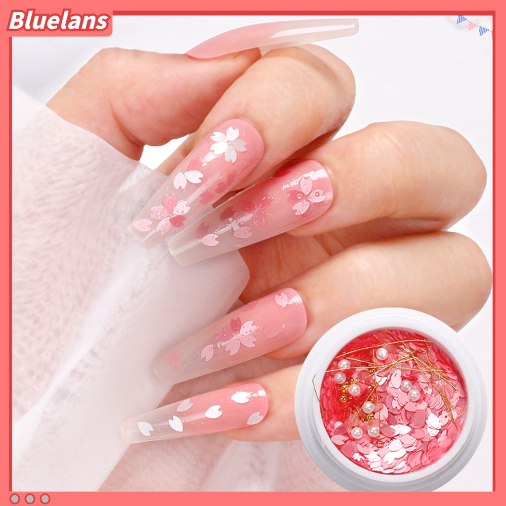 [BLM] 1kotak Payet Kuku Bentuk Bunga Warna Cerah Ultra-Tipis Mengkilap Efek Visual Pertunjukan Pesona Unik Kelopak Hewan Peliharaan Nail Art Paillettes Sequin Flakes Ornamen Untuk Salon Kuku