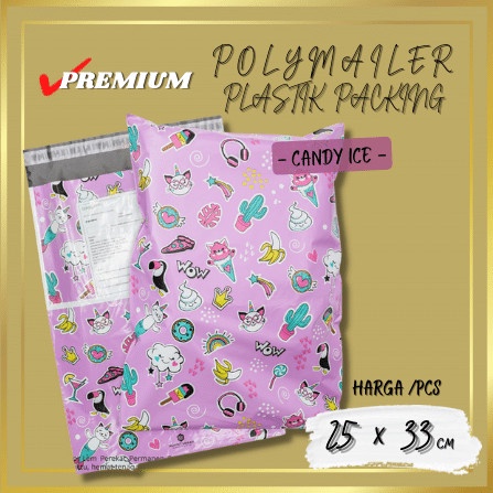 

[SC] AMPLOP BAG POLYMAILER PLASTIK PACKING POLIMAILER MOTIF CANDY ICE 25x33 - 25CM x 33CM, CANDY ICE