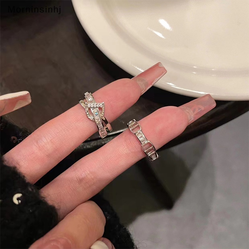 Mornin 2PCS Huruf D Adjustable Warna Perak Cincin Niche High-end Kepribadian Cahaya Terbuka Jari Telunjuk Rings Fashion Wanita Perhiasan id