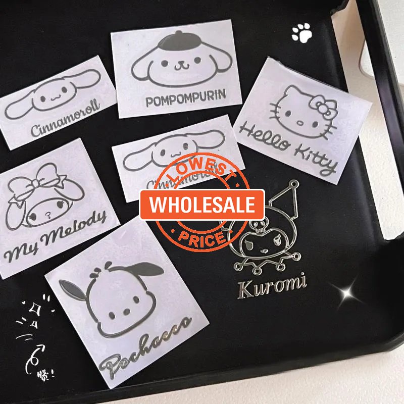 [Grosir] Stiker Logam Motif Kartun Hewan Lucu/ Stiker Penyegelan Perekat Diri Anak Perempuan Hello Kittys/INS Style Hitam Tahan Air Stiker Hias/DIY Stiker Buku Besar Cangkir Laptop