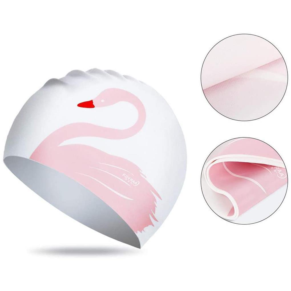 Topi Renang Silikon Untuk Wanita Dan Pria Swan Swimming Cap Bathing Cap Topi Renang Anti Air