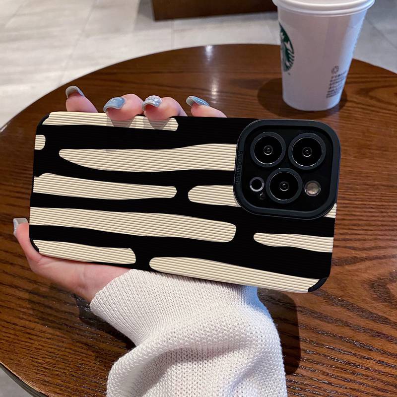 All New Hot Fashion Leather Soft Case IPhone 6S 7 Plus 8 Plus X XS XR XS Max 11 13 12 14 PRO Max 14 Plus SE Mini Phone Case Girl Girl Women Irregular black and white stripes