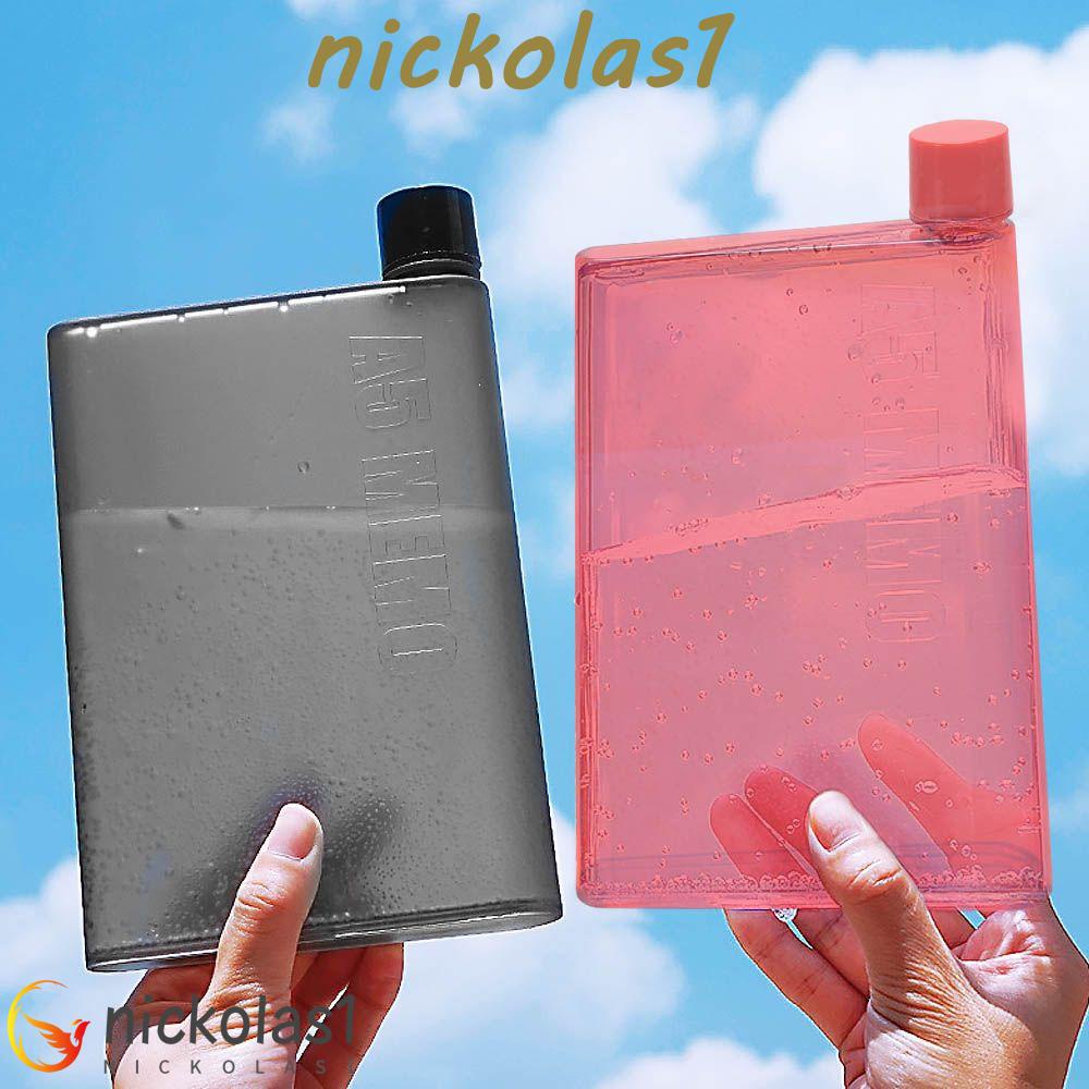 Nickolas1 Botol Air Minum Outdoor Travel Food Grade Kreatif Transparan Datar A5/A6 Botol Minum