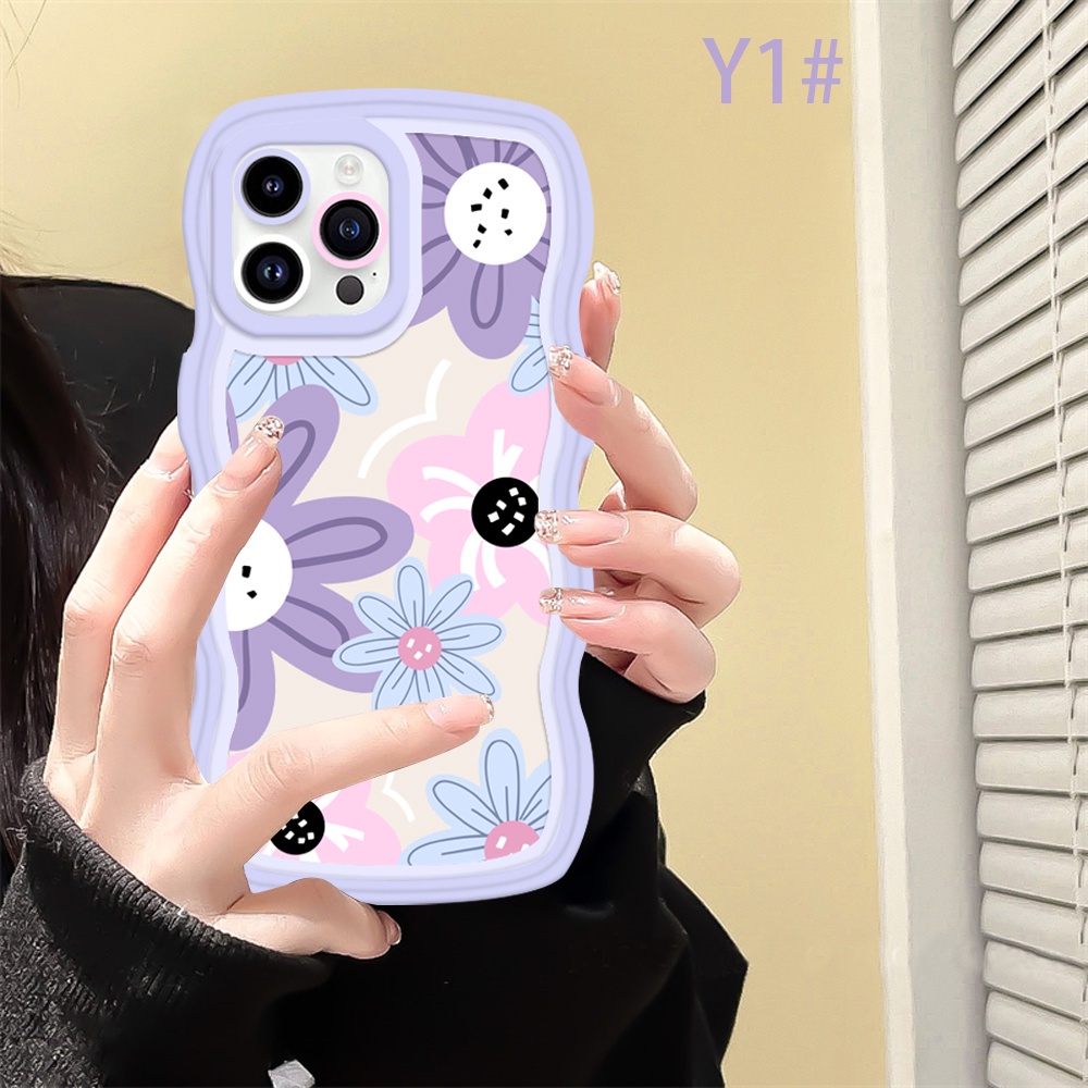 Realme C55 C21Y C25Y C11 2021 Realme10 C30 C31 C33 C35 C30S C15 C25 C17 C12 C3 C2 8i 7i 5 5i 6i 7 Pro Narzo50A 50i Prime 20 Pro Warna Warni Minyak Motif Indah Bunga Tanaman Case