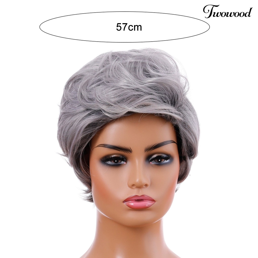 Twowood Wanita Wig Berbulu Memperpanjang Rambut Menebal Rambut Pendek Keriting Preplucked Hairline Wig Untuk Pakaian Sehari-Hari