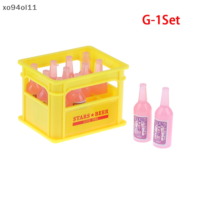 Xo 1Set 1:12 Rumah Boneka Miniatur Soda Drink Drinks Botol Dengan Kotak Mini Food Modle Dekorasi Dapur Mainan Aksesoris Rumah Boneka OL