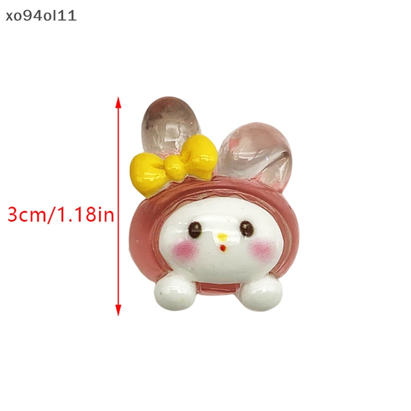 Xo 2Pcs Luminous Sanrio Ornamen Kartun HelloKitty Kayu Manis Kuromi Boneka Micro Landscape Dekorasi Rumah Boneka Miniatur Mainan OL