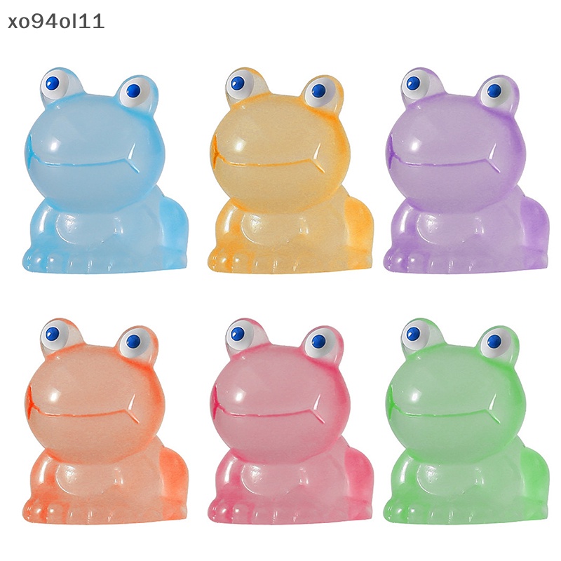 Xo 2Pcs Ornamen Katak Bercahaya Mini Warna Kartun Hewan Boneka Mikro Lanskap Dekorasi Rumah Boneka Miniatur Mainan OL