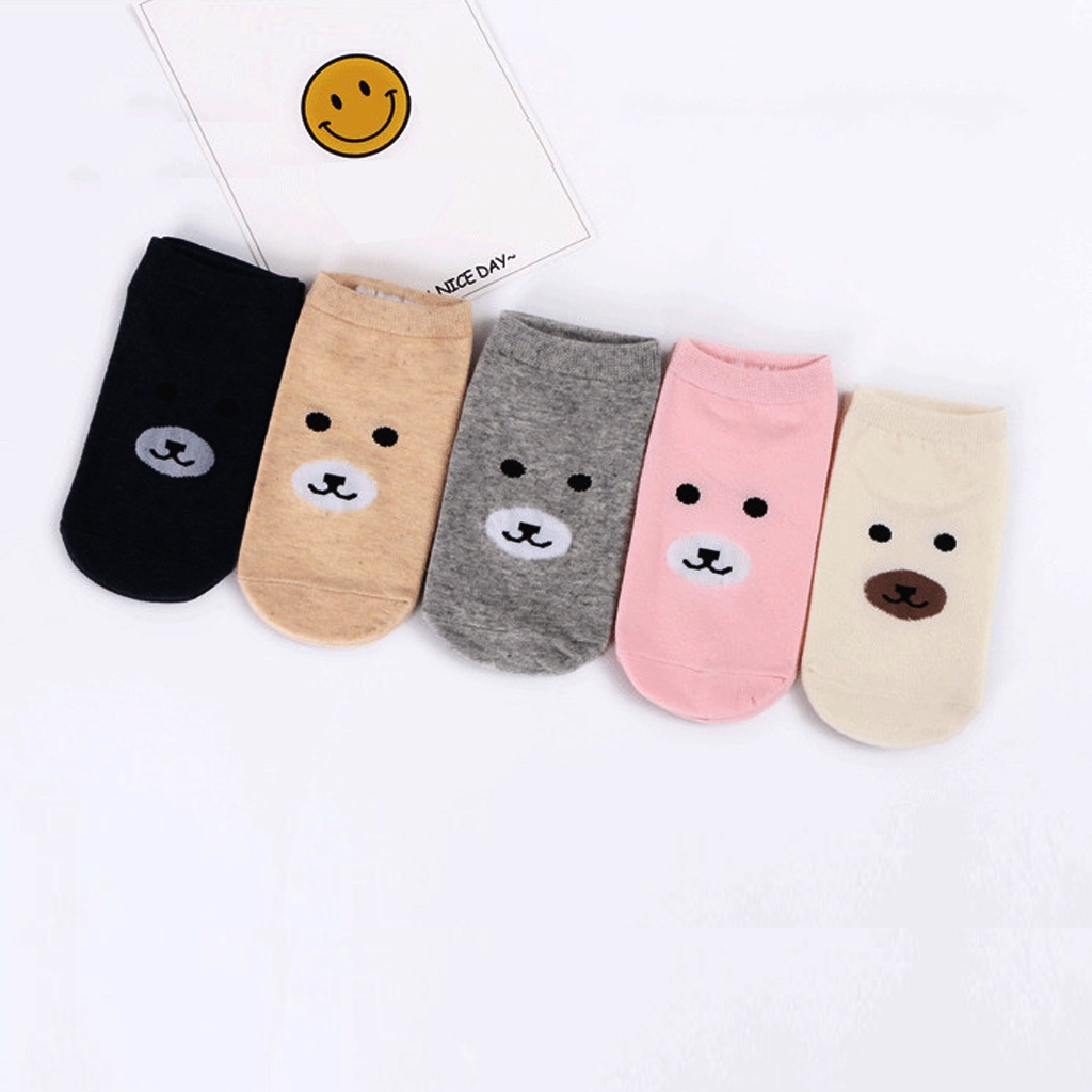 BRGUNIK Kaos Kaki Motif Beruang Lucu / Kaos kaki Laki-Laki Perempuan / Cute Bear Ankle Socks Import KK125