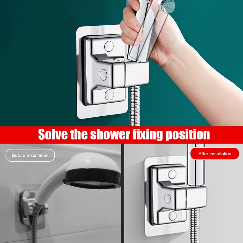 Sepatu ABS High Quality90° Stand Kepala Shower Perekat Diri Adjustable360° Rotatable Punch Free Universal Shower Head Holder Rumah Tangga Aksesoris Kamar Mandi Hotel