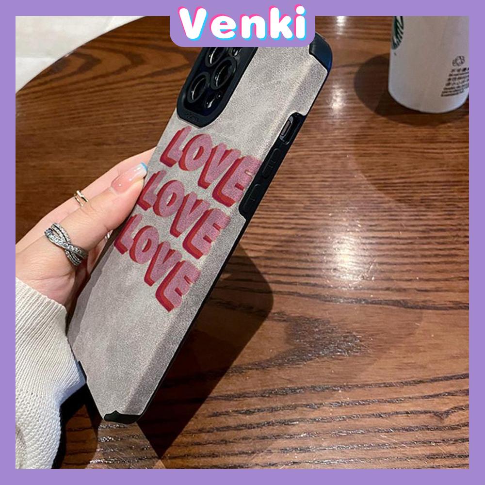 VENKI - Untuk iPhone 11 Case Leather Pupil Suede Case Soft Shockproof Case Camera Simple Cute Pink English Kompatibel dengan iPhone 14 13 Pro max 12 Pro max xr xs 7Plus 8Plus