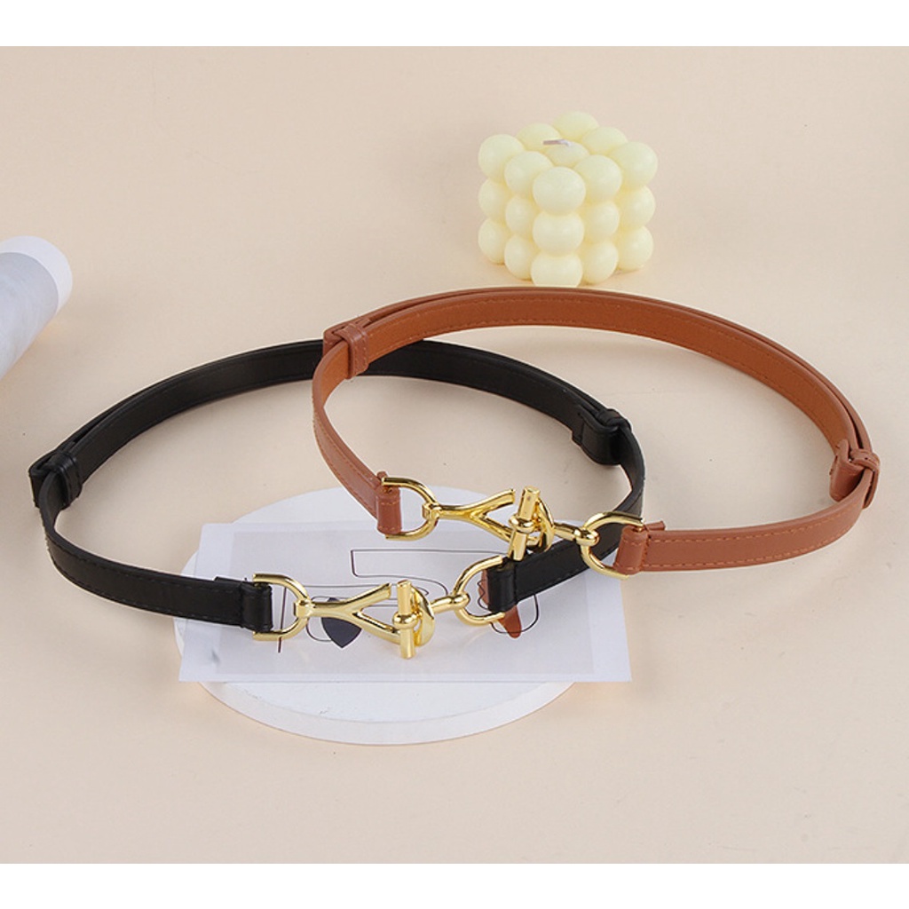 Ikat Ban Pinggang Adjustable A190Y Korea Fashion Kulit Thin Tali Sabuk Cewe Women Belt