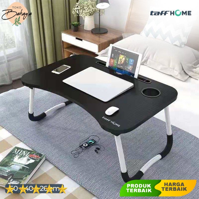 Meja Belajar Laptop Lipat Portable Desk dgn Lubang Botol - TaffHOME