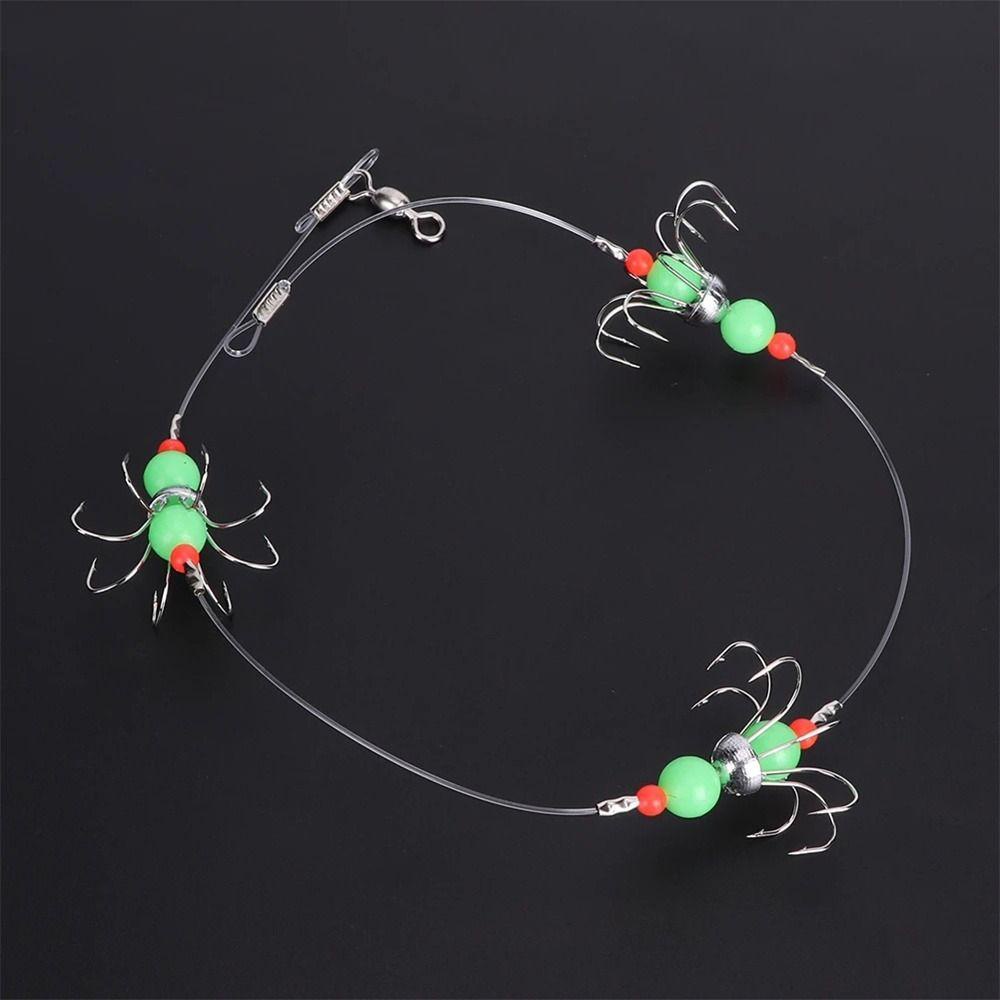 AUGUSTINA Agustina String Hook Malam Memancing Fluorescence Barbed 8cakar Bercahaya Memancing Umpan Gurita Fishhook