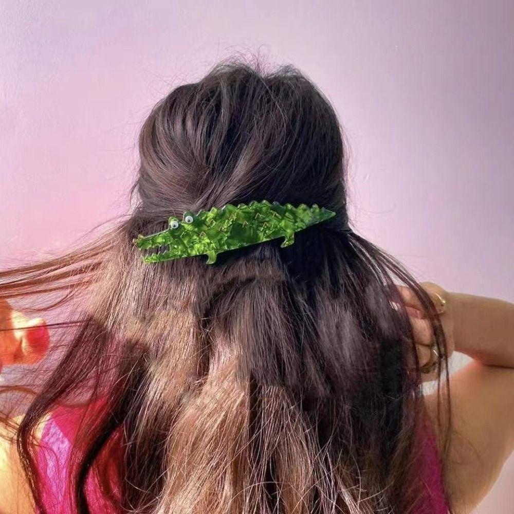 Needway Buaya Klip Musim Semi Elegan Geometris Sederhana Untuk Gadis Jepit Rambut Hiasan Kepala Hewan Kartun Untuk Wanita Gaya Korea Hair Clip