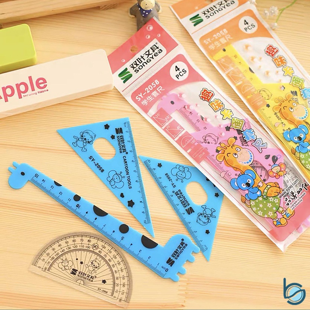 

Penggaris Set 15cm/Ruler set/ Penggaris Plastik 1 Set 4 Model - Best Stationary