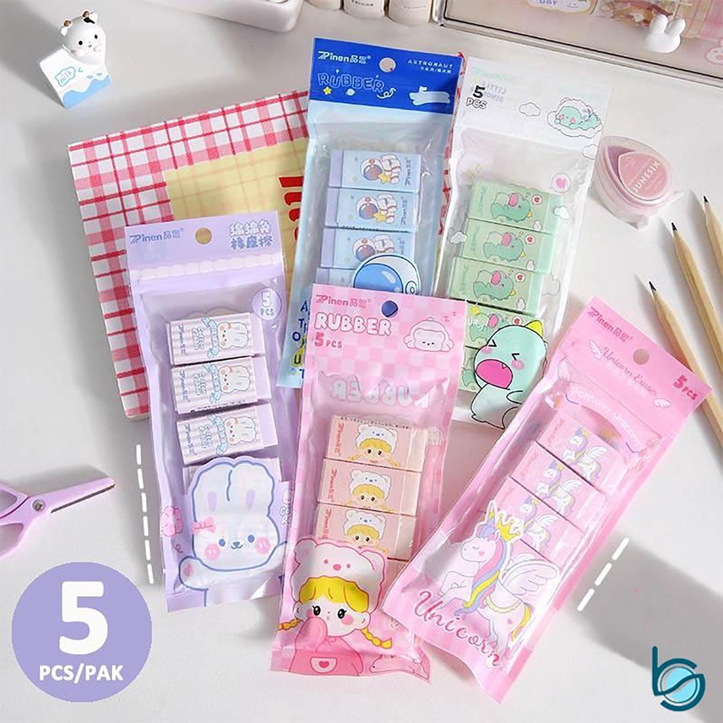 

Cute Eraser/ Penghapus Motif Lucu Kartun 5 Pcs/Set - Best Stationary