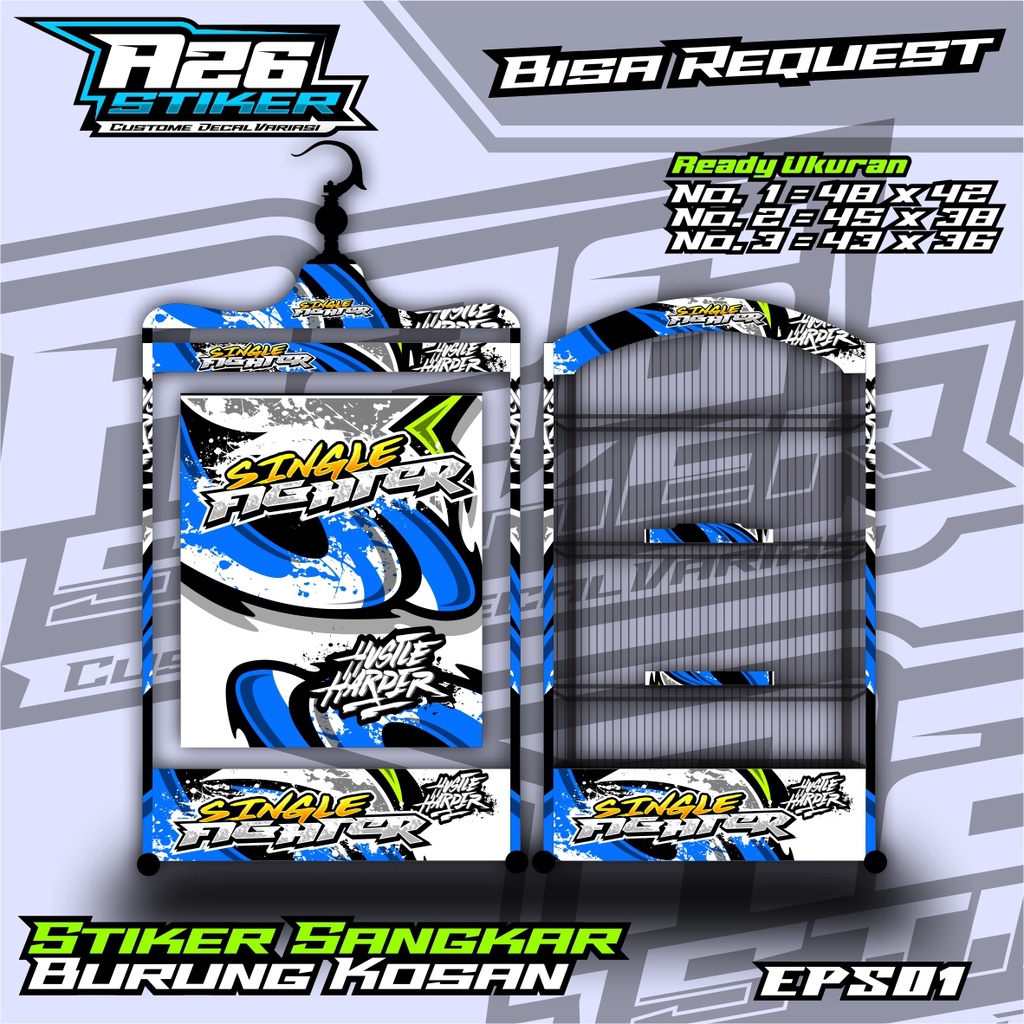 Stiker Sangkar Burung Sangkar Burung kotak,Burung Kacer, Pleci,Cucak Ijo,Dll Full Laminasi Anti Air.