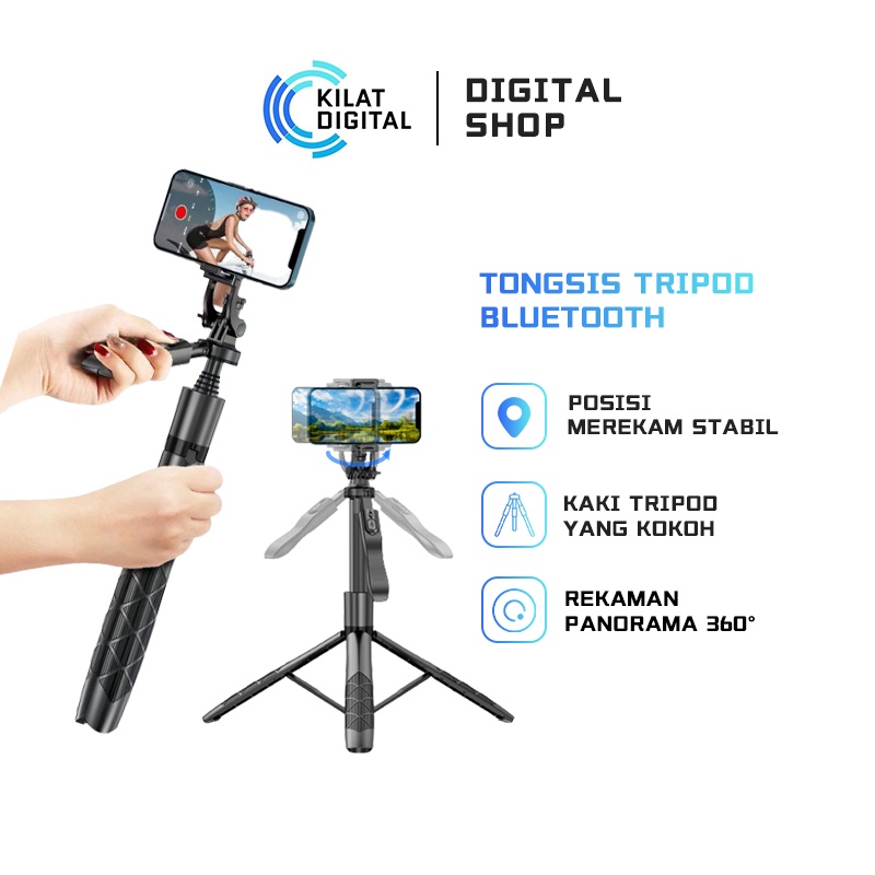 L16 Tripod Bluetooth Selfie Stick Remote Tripod HP Kamera DSLR Tongsis 1530MM dengan 1/4 Adaptor