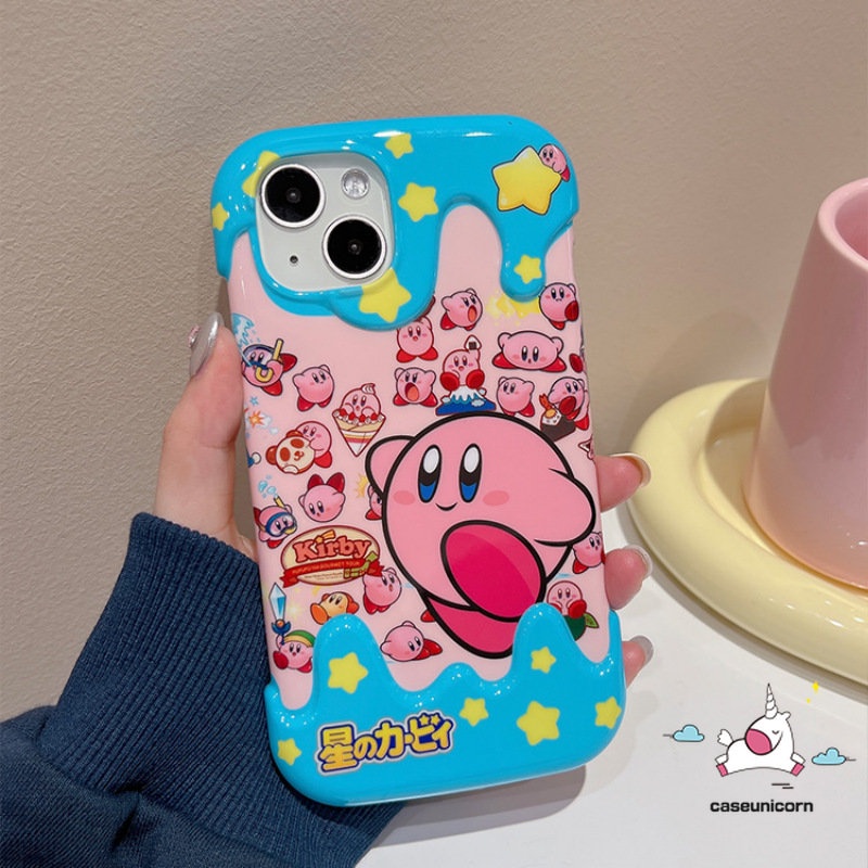 IPHONE 3d Warna Ice Cream Lucu Disney LinaBell Stellalou Case Kompatibel Untuk Iphone13 11 12 14 Pro Max 7Plus X XR 7 8 Plus XS Max SE 2020kartun Kirby Cinta Hati Doodle Lembut TPU Cover