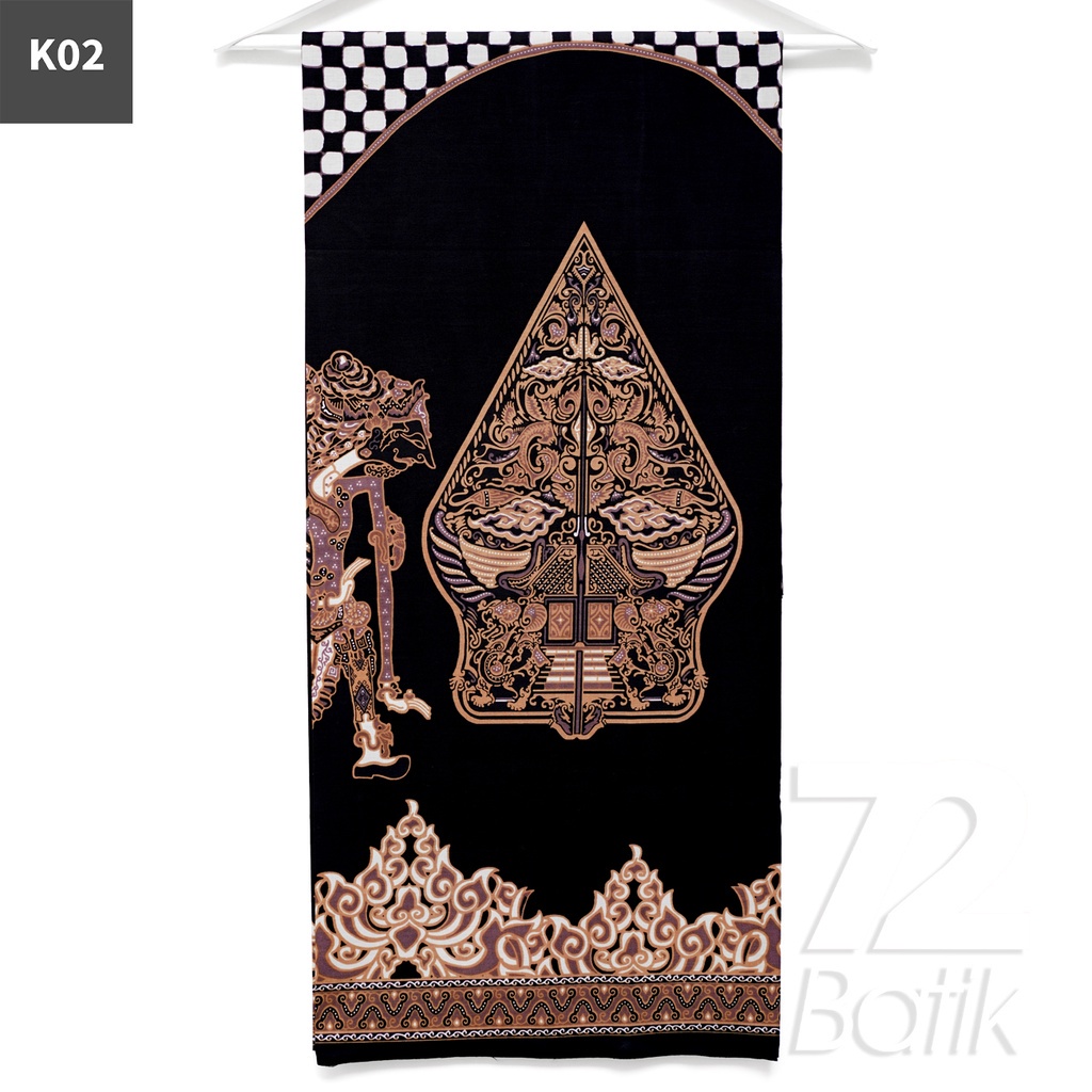 Kain Dan Selendang Premium Motif Wayang Warna Hitam 723886 Cap 72