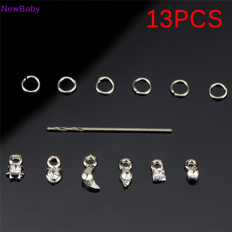 Newbaby 13PCS /Set Perak Disepuh Paku Liontin Kristal Berlian Imitasi Wanita Perhiasan Dekorasi ID