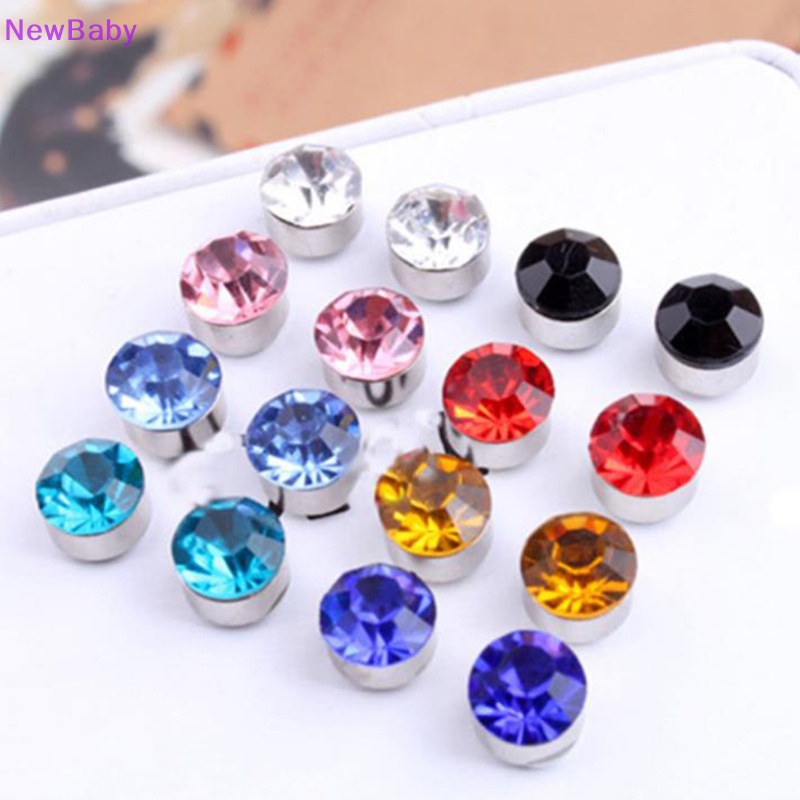 Newbaby 24Pcs /Set Magnetik Non Klip Bulat Berlian Imitasi Stud Earrings Perhiasan ID