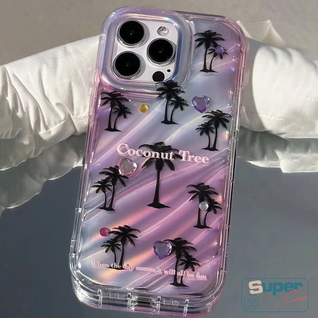 Pohon Kreatif Mewah Cinta Hati Bintang Dazzle Color Laser Card Case Kompatibel Untuk IPhone Xr13 7Plus 11 14 12 Pro Max6 7 8 6S Plus X XS MAX 8Plus SE 2020 Case Kerut Stereo 3D