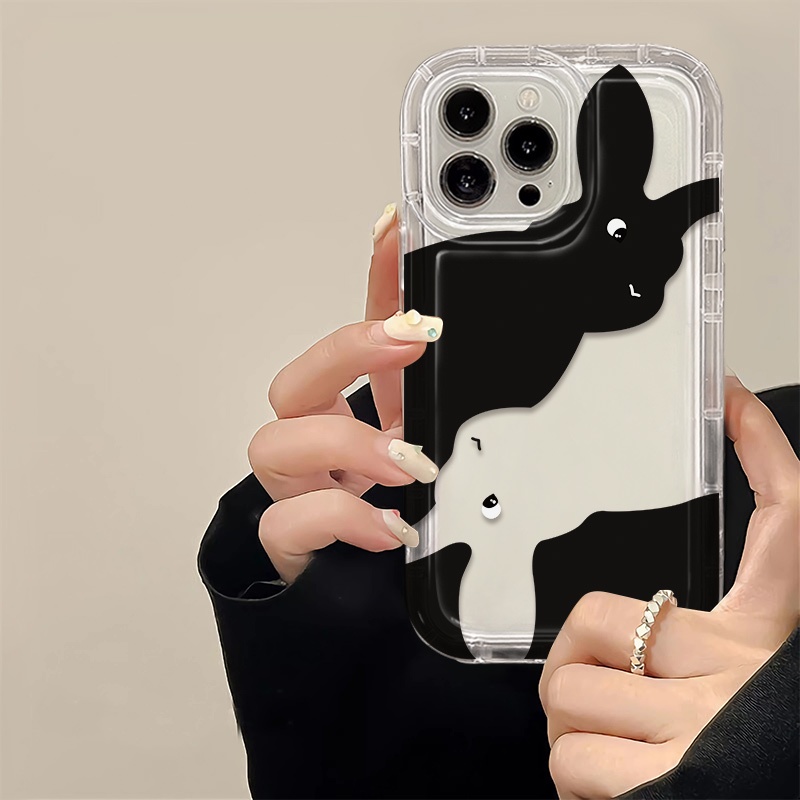 IPHONE Cute Couple Rabbit Soft Phone Case Kompatibel Untuk Iphone14 13 11 12 Pro XS Max X XR 78 Plus Casing TPU Silikon Shockproof Cover