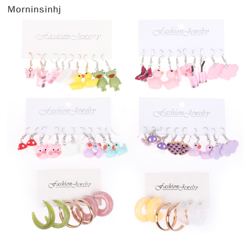 Mornin Warna-Warni Anting Set Hewan Lucu Kupu-Kupu Hati Menjuntai Anting Set Untuk Wanita Gadis Geometris Anting-Anting Trendi Perhiasan Hadiah id