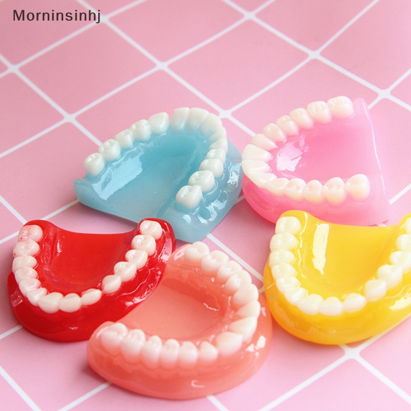 Mornin Halloween Gigi Palsu Berlebihan DIY Ch Simulasi Gigi Resin Liontin Untuk Kalung Gantungan Kunci Handmade Perhiasan Aksesoris id