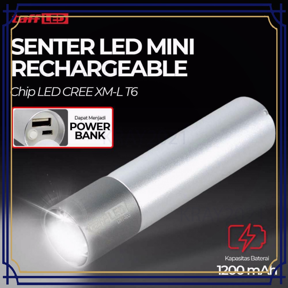 Senter LED Mini USB Rechargeable Cree XM-L T6 1200mAh -SP798