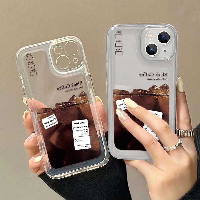 Ice Black Coffee Case Untuk Samsung A11 EU A12 A13 A14 A10 A10S A20 A21 A22 A23 A20S A30 A02 A03 A50 A51 A52 A53 A54 A31 A32 A33 A34 A04 A73 A72 A71 S10 Akrilik Space TPU Penutup Belakang