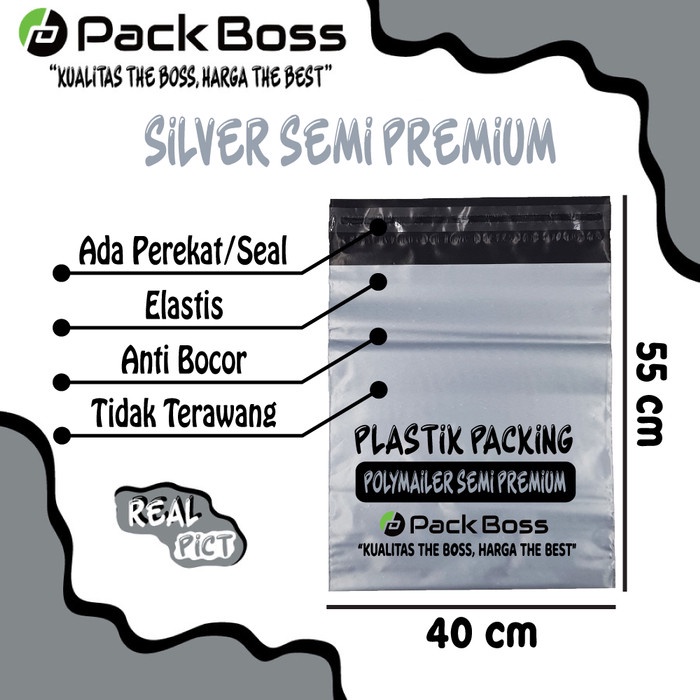 

40x55 SILVER SEMI POLYMAILER PACKAGING ONLINE ADA PEREKAT