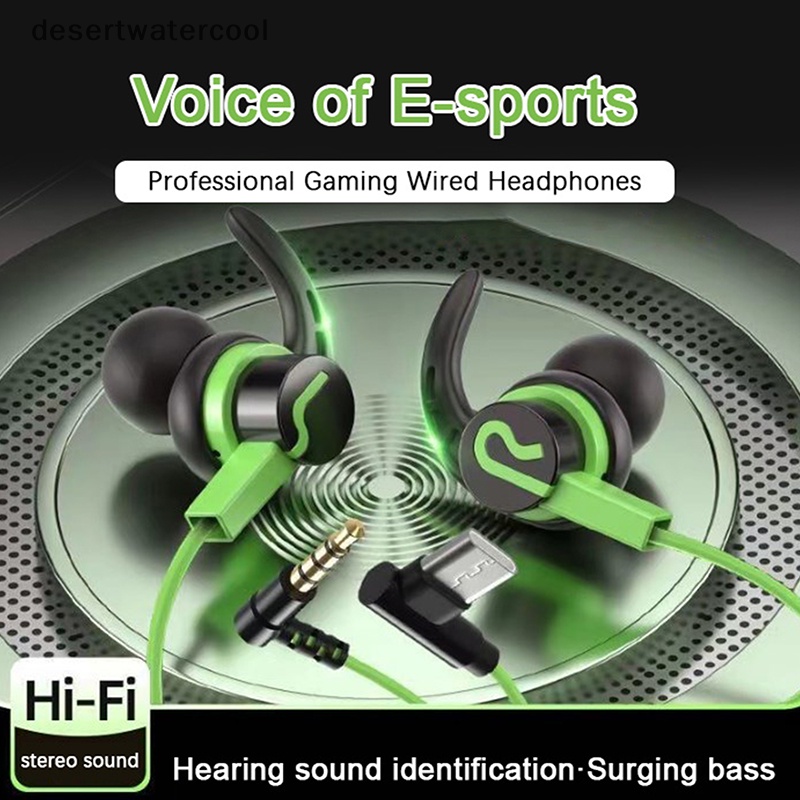 Deid Game E-sports Earphone Type-c/3.5mm Plug Wired Earbuds Dengan Mikrofon Martijn