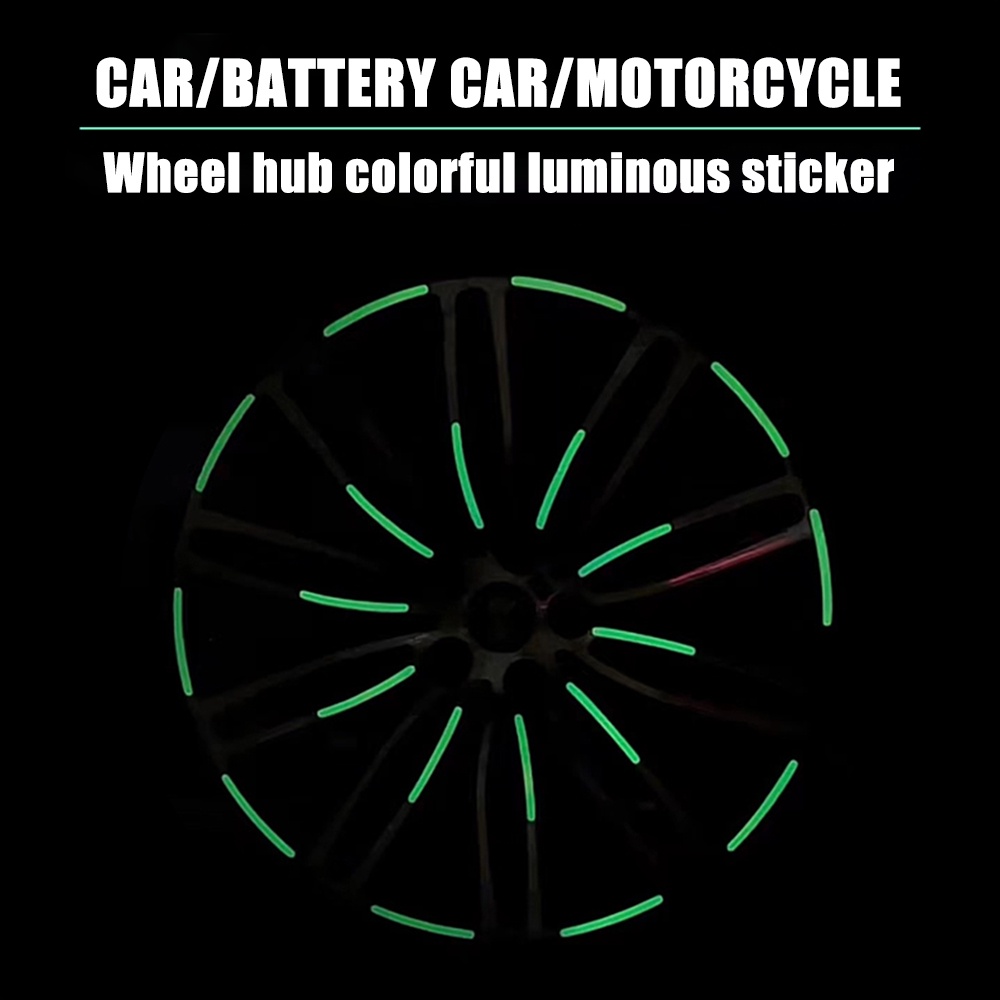 [Fitur] 20pcs Colorful Luminous Tire Rim Decal Stickers High Reflektif Tape Hub Roda Mobil Strip Reflektif Keamanan Malam Mengemudi Tape Peringatan Untuk Motor Sepeda