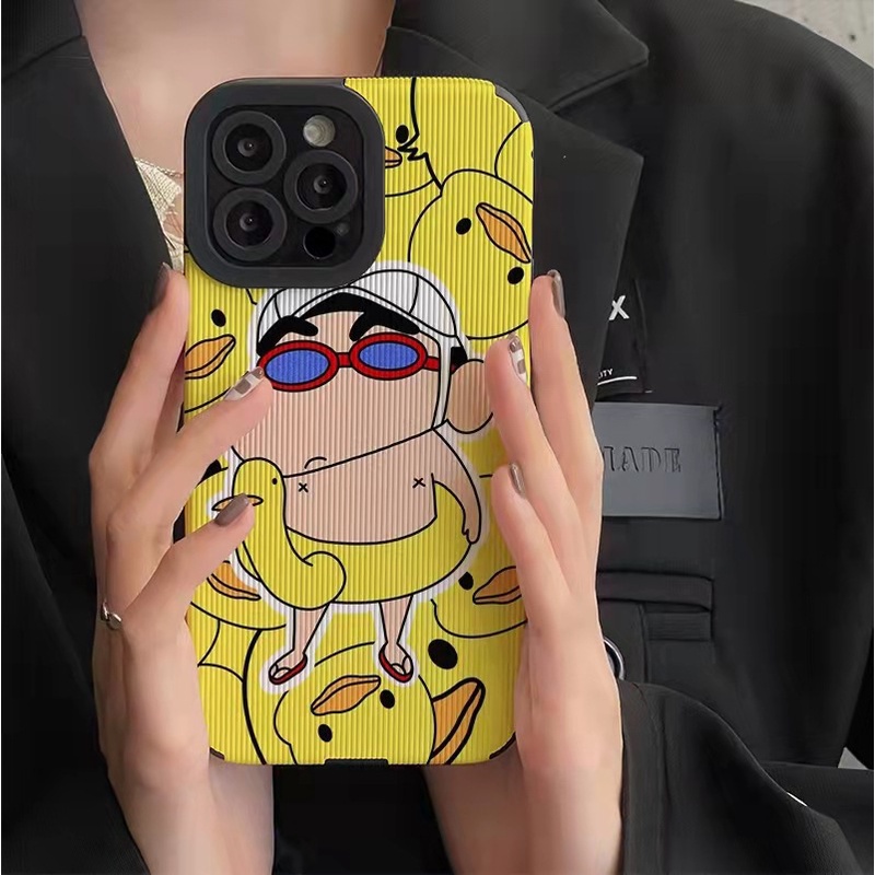 【Lamb Skin】SoftCase for IPhone 6S 7 Plus 8 Plus X XS XR XS Max 11 13 12 14 PRO Max 14 Plus 12 13 MINI Phone Case Cute Yellow Crayon Shin-chan