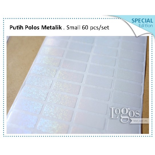 

Putih Metalik Polos Small. Glitter label fashion perhiasan pot cream