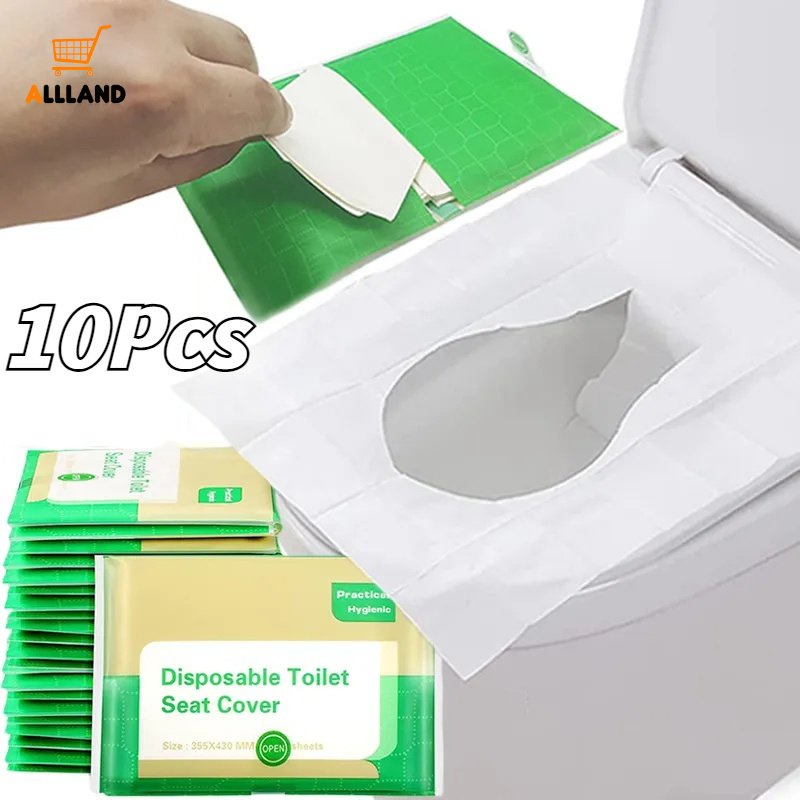 10pcs /Bag Portable Disposable Toilet Seat Cover/ Alas Toilet Air Larut Dalam Nyaman/Travel Aksesoris Kamar Mandi Hotel